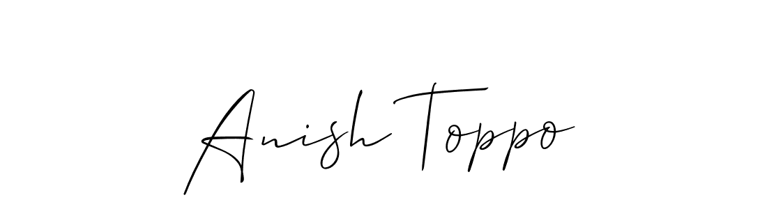 How to make Anish Toppo name signature. Use Allison_Script style for creating short signs online. This is the latest handwritten sign. Anish Toppo signature style 2 images and pictures png