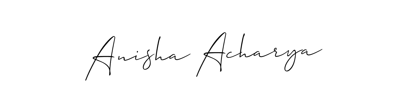 How to make Anisha Acharya name signature. Use Allison_Script style for creating short signs online. This is the latest handwritten sign. Anisha Acharya signature style 2 images and pictures png