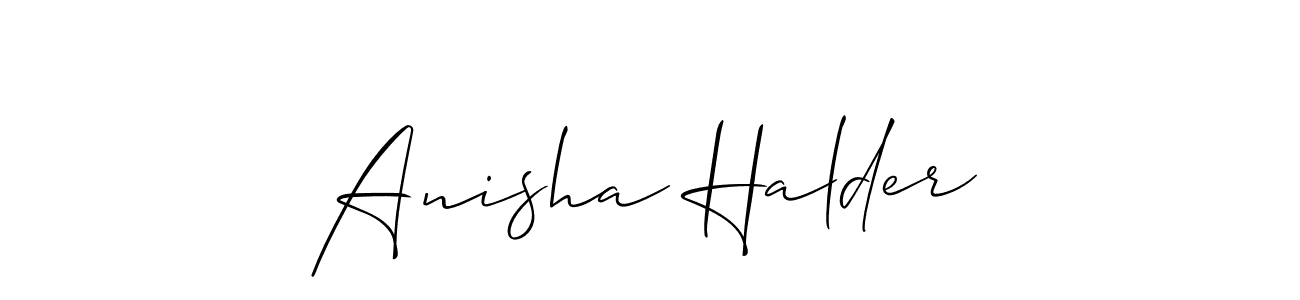 This is the best signature style for the Anisha Halder name. Also you like these signature font (Allison_Script). Mix name signature. Anisha Halder signature style 2 images and pictures png