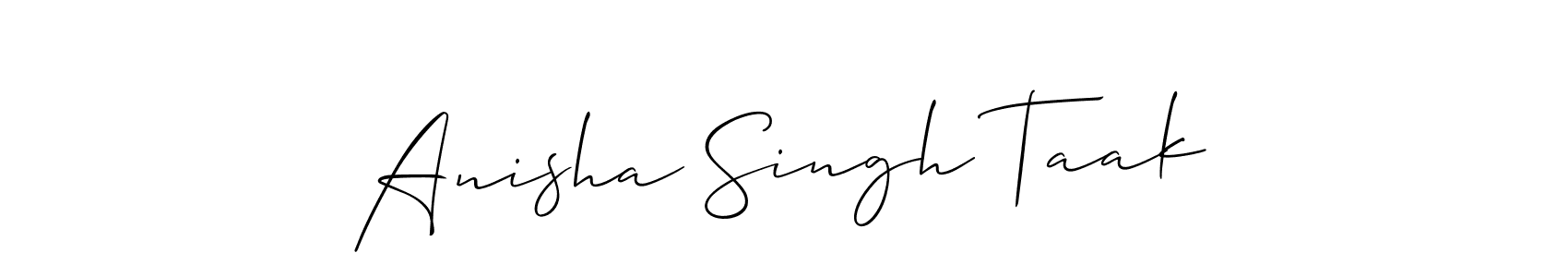 Make a beautiful signature design for name Anisha Singh Taak. With this signature (Allison_Script) style, you can create a handwritten signature for free. Anisha Singh Taak signature style 2 images and pictures png