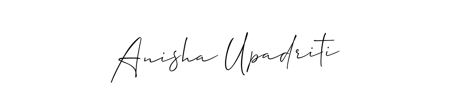 How to make Anisha Upadriti signature? Allison_Script is a professional autograph style. Create handwritten signature for Anisha Upadriti name. Anisha Upadriti signature style 2 images and pictures png