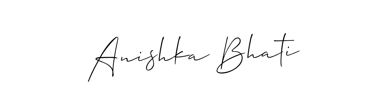 if you are searching for the best signature style for your name Anishka Bhati. so please give up your signature search. here we have designed multiple signature styles  using Allison_Script. Anishka Bhati signature style 2 images and pictures png