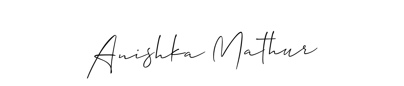 Similarly Allison_Script is the best handwritten signature design. Signature creator online .You can use it as an online autograph creator for name Anishka Mathur. Anishka Mathur signature style 2 images and pictures png