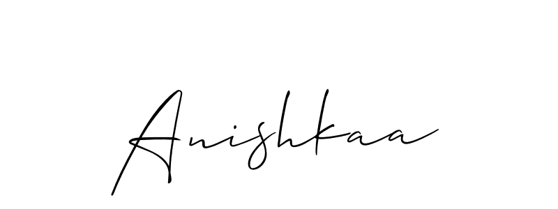 Allison_Script is a professional signature style that is perfect for those who want to add a touch of class to their signature. It is also a great choice for those who want to make their signature more unique. Get Anishkaa name to fancy signature for free. Anishkaa signature style 2 images and pictures png