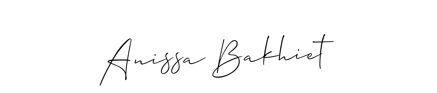 Also You can easily find your signature by using the search form. We will create Anissa Bakhiet name handwritten signature images for you free of cost using Allison_Script sign style. Anissa Bakhiet signature style 2 images and pictures png