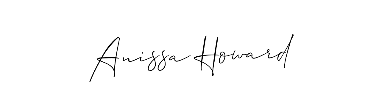 Make a short Anissa Howard signature style. Manage your documents anywhere anytime using Allison_Script. Create and add eSignatures, submit forms, share and send files easily. Anissa Howard signature style 2 images and pictures png