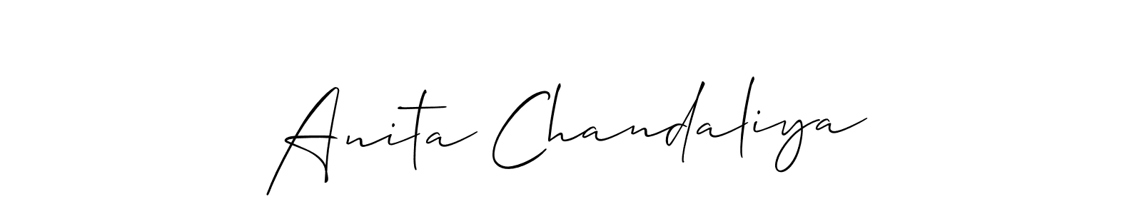 The best way (Allison_Script) to make a short signature is to pick only two or three words in your name. The name Anita Chandaliya include a total of six letters. For converting this name. Anita Chandaliya signature style 2 images and pictures png