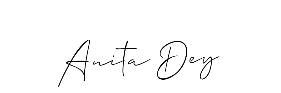 The best way (Allison_Script) to make a short signature is to pick only two or three words in your name. The name Anita Dey include a total of six letters. For converting this name. Anita Dey signature style 2 images and pictures png