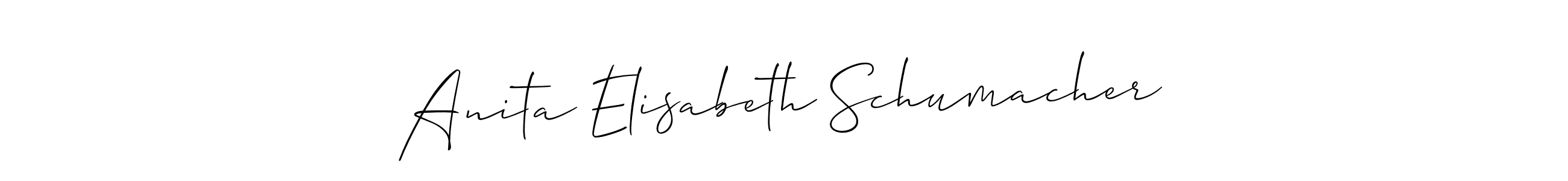 This is the best signature style for the Anita Elisabeth Schumacher name. Also you like these signature font (Allison_Script). Mix name signature. Anita Elisabeth Schumacher signature style 2 images and pictures png