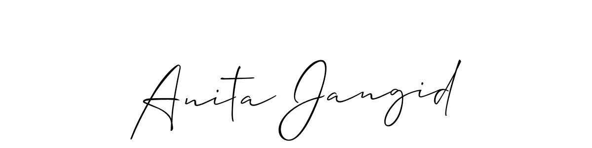 It looks lik you need a new signature style for name Anita Jangid. Design unique handwritten (Allison_Script) signature with our free signature maker in just a few clicks. Anita Jangid signature style 2 images and pictures png