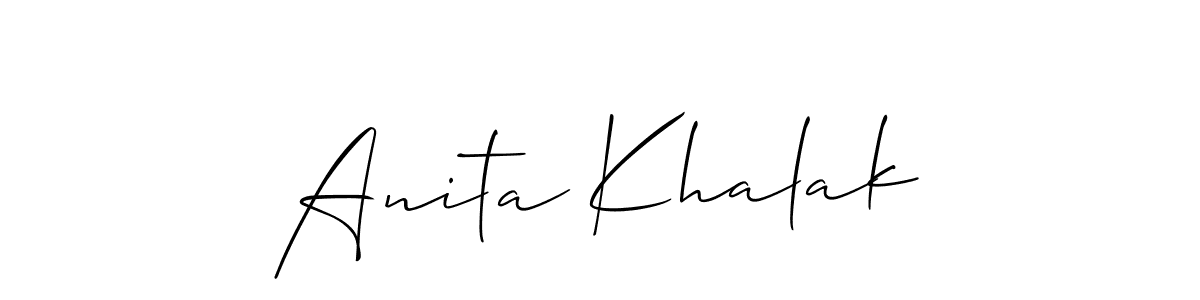 The best way (Allison_Script) to make a short signature is to pick only two or three words in your name. The name Anita Khalak include a total of six letters. For converting this name. Anita Khalak signature style 2 images and pictures png