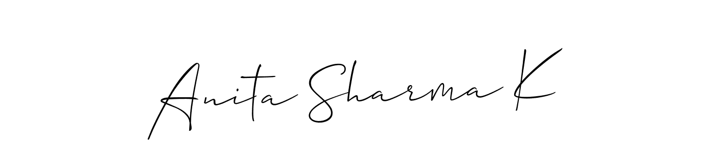 Also we have Anita Sharma K name is the best signature style. Create professional handwritten signature collection using Allison_Script autograph style. Anita Sharma K signature style 2 images and pictures png