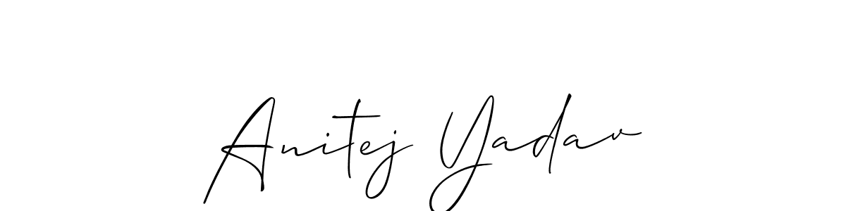 The best way (Allison_Script) to make a short signature is to pick only two or three words in your name. The name Anitej Yadav include a total of six letters. For converting this name. Anitej Yadav signature style 2 images and pictures png