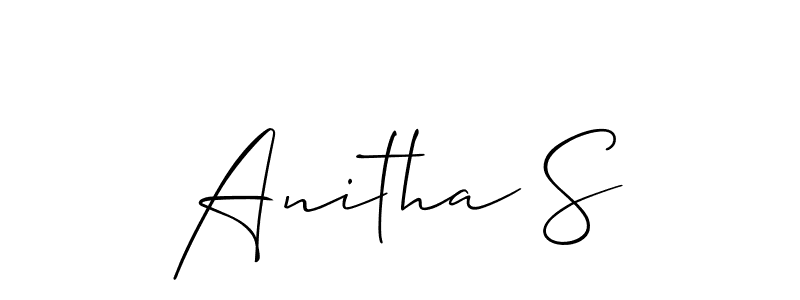 The best way (Allison_Script) to make a short signature is to pick only two or three words in your name. The name Anitha S include a total of six letters. For converting this name. Anitha S signature style 2 images and pictures png