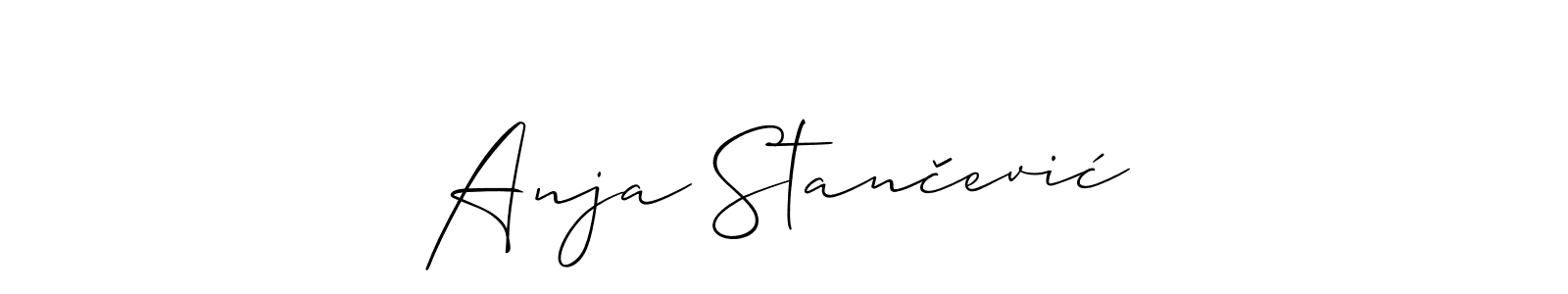 The best way (Allison_Script) to make a short signature is to pick only two or three words in your name. The name Anja Stančević include a total of six letters. For converting this name. Anja Stančević signature style 2 images and pictures png