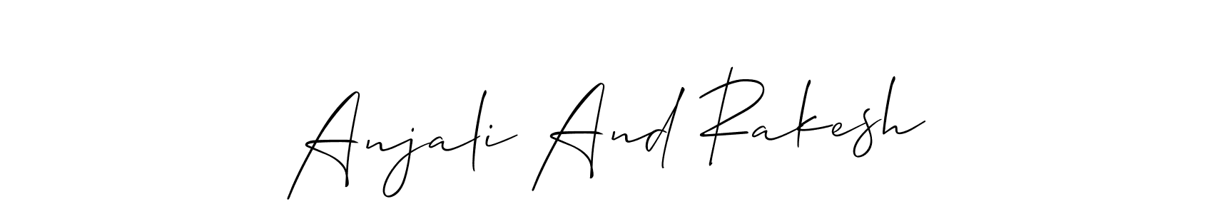 Allison_Script is a professional signature style that is perfect for those who want to add a touch of class to their signature. It is also a great choice for those who want to make their signature more unique. Get Anjali And Rakesh name to fancy signature for free. Anjali And Rakesh signature style 2 images and pictures png