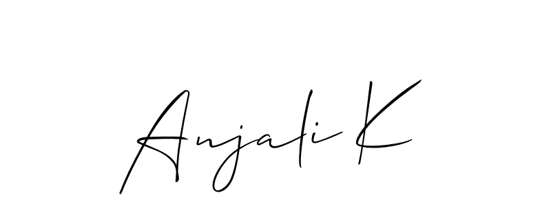 Make a short Anjali K signature style. Manage your documents anywhere anytime using Allison_Script. Create and add eSignatures, submit forms, share and send files easily. Anjali K signature style 2 images and pictures png