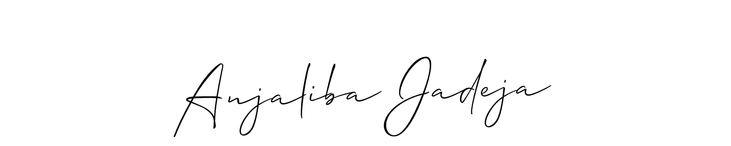 This is the best signature style for the Anjaliba Jadeja name. Also you like these signature font (Allison_Script). Mix name signature. Anjaliba Jadeja signature style 2 images and pictures png