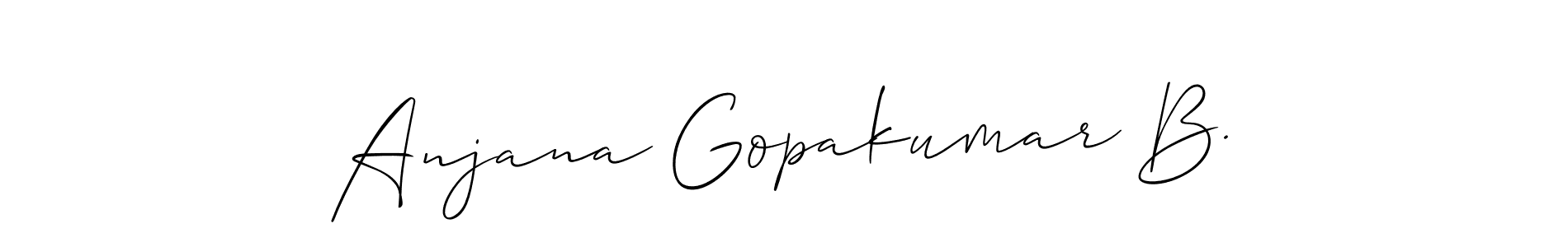 Also we have Anjana Gopakumar B. name is the best signature style. Create professional handwritten signature collection using Allison_Script autograph style. Anjana Gopakumar B. signature style 2 images and pictures png
