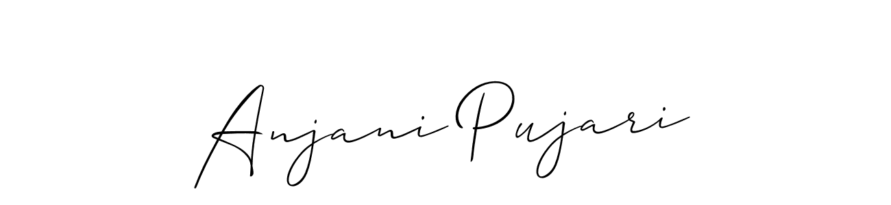 How to make Anjani Pujari name signature. Use Allison_Script style for creating short signs online. This is the latest handwritten sign. Anjani Pujari signature style 2 images and pictures png