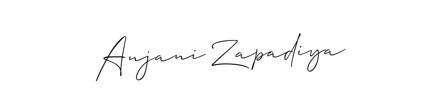 Create a beautiful signature design for name Anjani Zapadiya. With this signature (Allison_Script) fonts, you can make a handwritten signature for free. Anjani Zapadiya signature style 2 images and pictures png