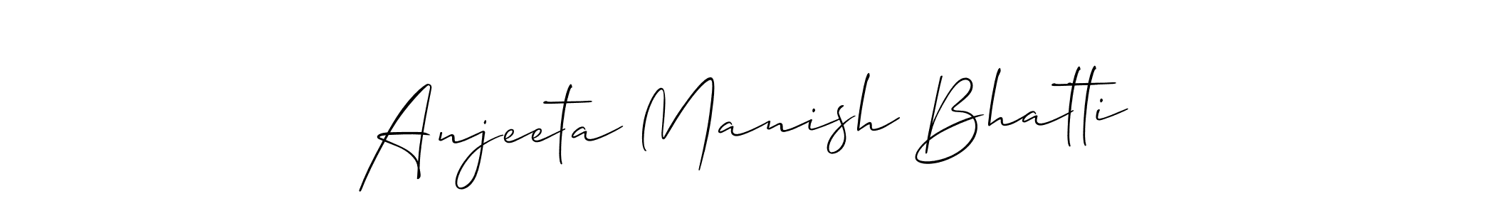 Create a beautiful signature design for name Anjeeta Manish Bhatti. With this signature (Allison_Script) fonts, you can make a handwritten signature for free. Anjeeta Manish Bhatti signature style 2 images and pictures png
