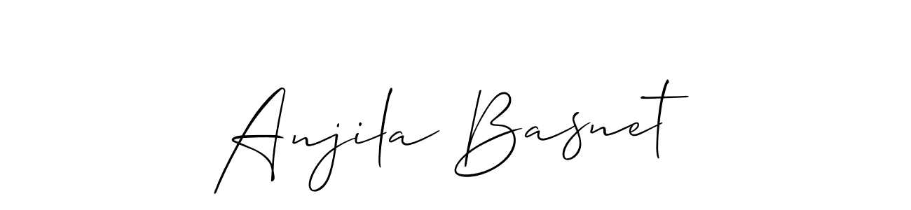 The best way (Allison_Script) to make a short signature is to pick only two or three words in your name. The name Anjila Basnet include a total of six letters. For converting this name. Anjila Basnet signature style 2 images and pictures png