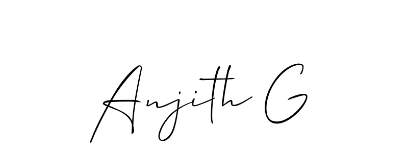 Also You can easily find your signature by using the search form. We will create Anjith G name handwritten signature images for you free of cost using Allison_Script sign style. Anjith G signature style 2 images and pictures png