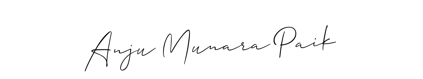 How to make Anju Munara Paik name signature. Use Allison_Script style for creating short signs online. This is the latest handwritten sign. Anju Munara Paik signature style 2 images and pictures png