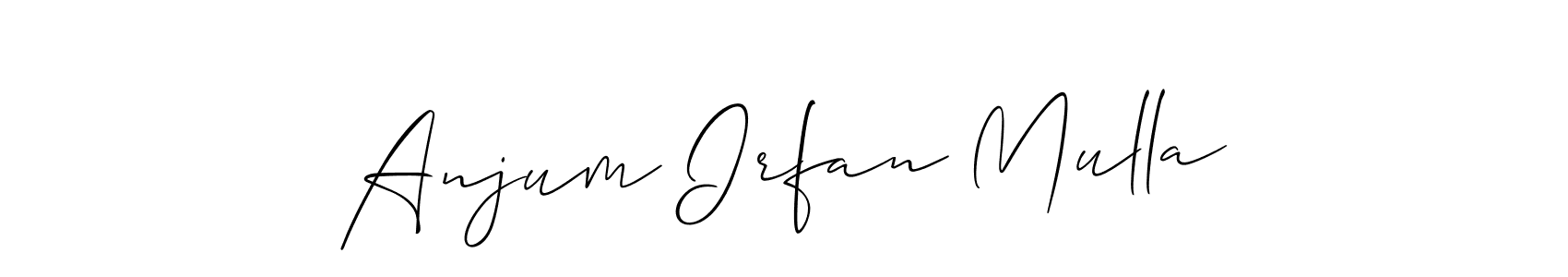 Design your own signature with our free online signature maker. With this signature software, you can create a handwritten (Allison_Script) signature for name Anjum Irfan Mulla. Anjum Irfan Mulla signature style 2 images and pictures png