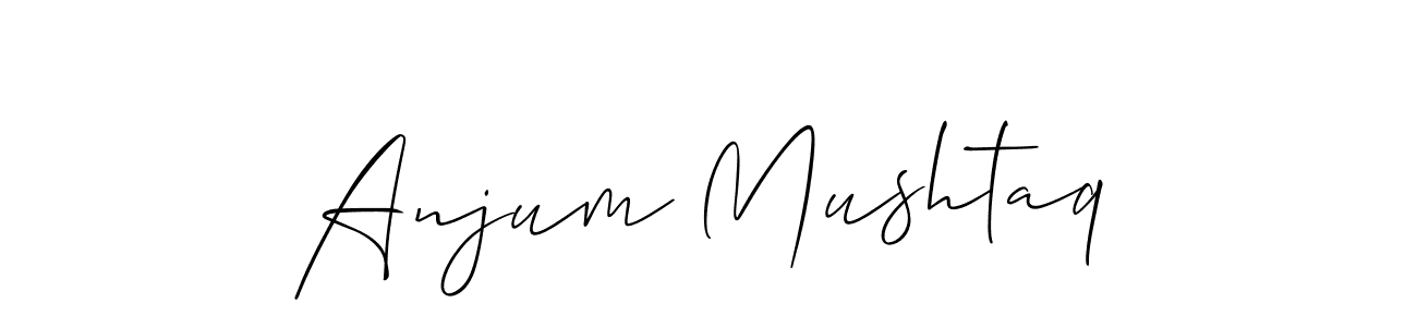 How to make Anjum Mushtaq name signature. Use Allison_Script style for creating short signs online. This is the latest handwritten sign. Anjum Mushtaq signature style 2 images and pictures png
