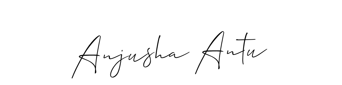 Allison_Script is a professional signature style that is perfect for those who want to add a touch of class to their signature. It is also a great choice for those who want to make their signature more unique. Get Anjusha Antu name to fancy signature for free. Anjusha Antu signature style 2 images and pictures png
