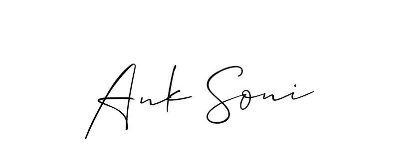 Similarly Allison_Script is the best handwritten signature design. Signature creator online .You can use it as an online autograph creator for name Ank Soni. Ank Soni signature style 2 images and pictures png
