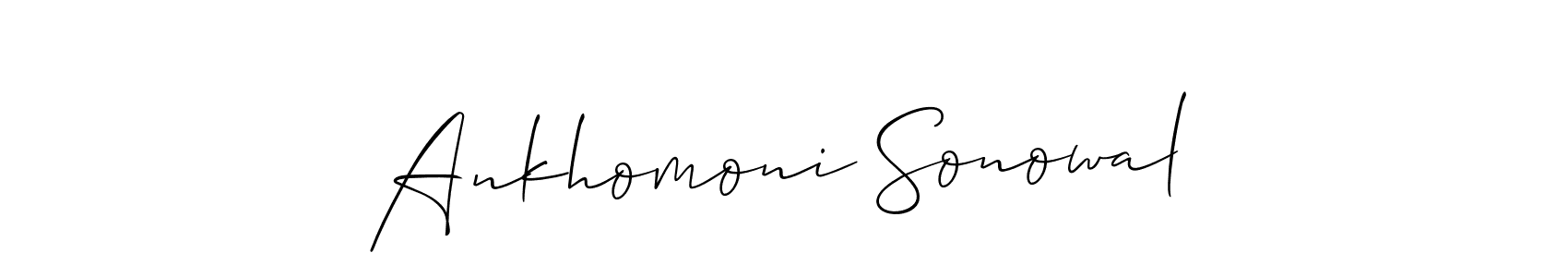 Use a signature maker to create a handwritten signature online. With this signature software, you can design (Allison_Script) your own signature for name Ankhomoni Sonowal. Ankhomoni Sonowal signature style 2 images and pictures png