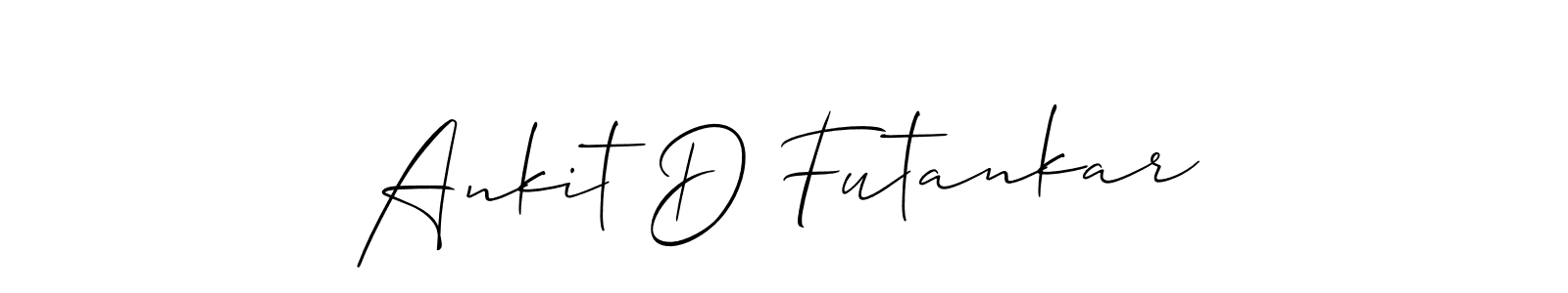 The best way (Allison_Script) to make a short signature is to pick only two or three words in your name. The name Ankit D Futankar include a total of six letters. For converting this name. Ankit D Futankar signature style 2 images and pictures png