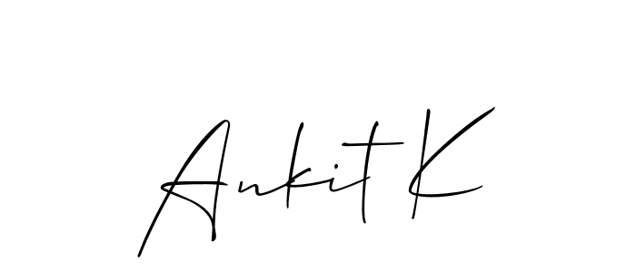 Also You can easily find your signature by using the search form. We will create Ankit K name handwritten signature images for you free of cost using Allison_Script sign style. Ankit K signature style 2 images and pictures png