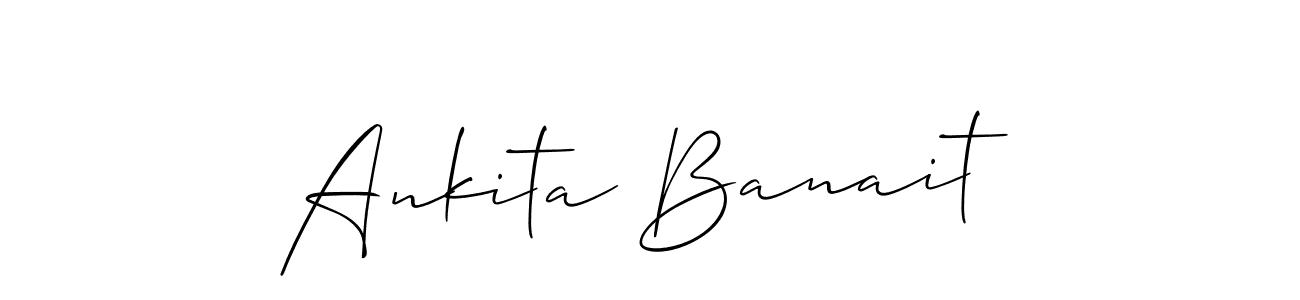 The best way (Allison_Script) to make a short signature is to pick only two or three words in your name. The name Ankita Banait include a total of six letters. For converting this name. Ankita Banait signature style 2 images and pictures png