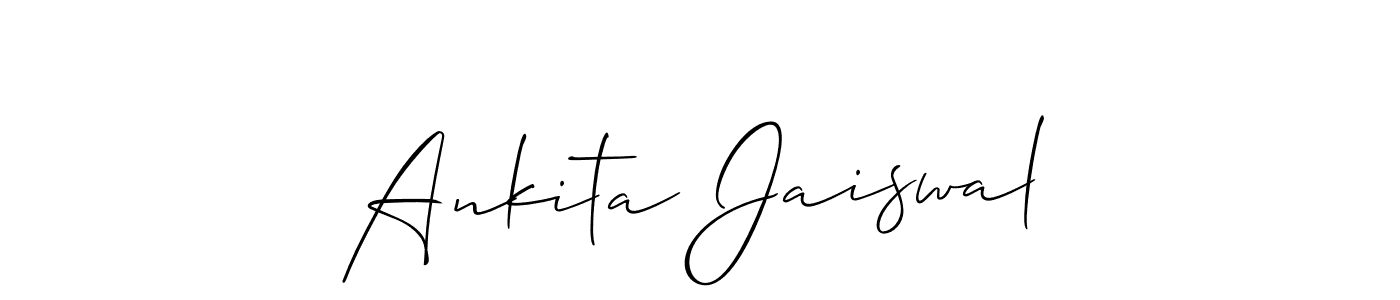 Allison_Script is a professional signature style that is perfect for those who want to add a touch of class to their signature. It is also a great choice for those who want to make their signature more unique. Get Ankita Jaiswal name to fancy signature for free. Ankita Jaiswal signature style 2 images and pictures png