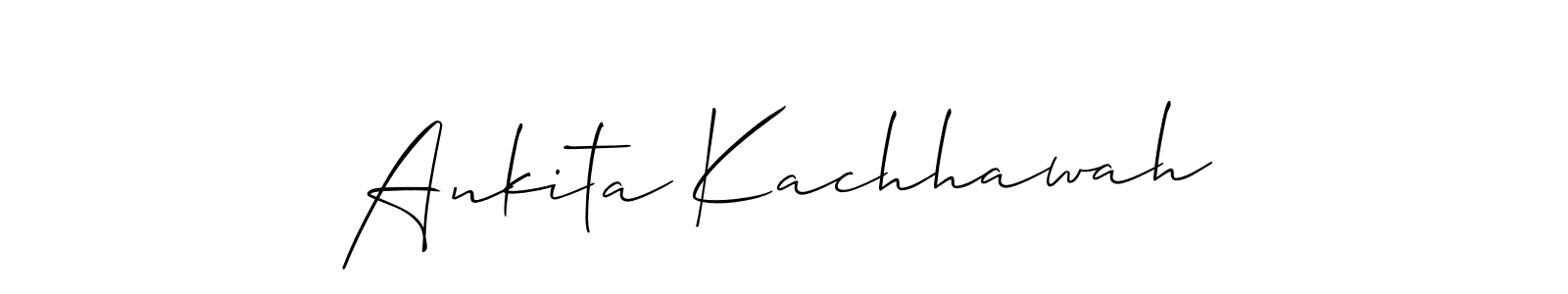 The best way (Allison_Script) to make a short signature is to pick only two or three words in your name. The name Ankita Kachhawah include a total of six letters. For converting this name. Ankita Kachhawah signature style 2 images and pictures png