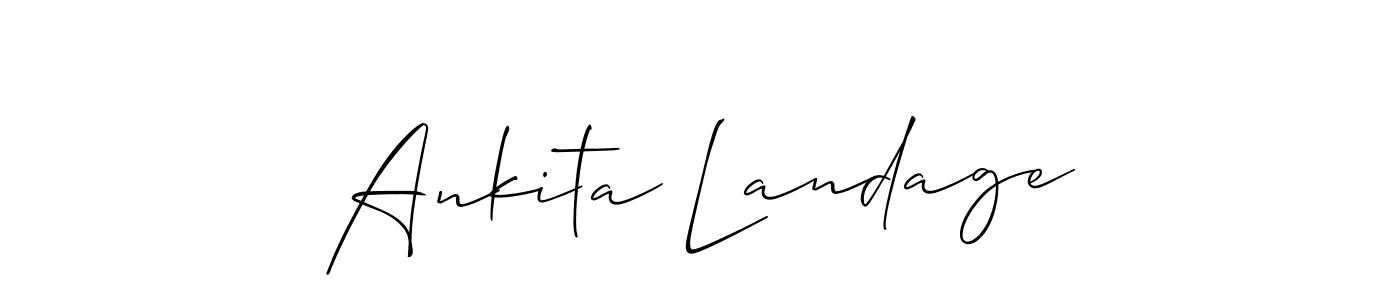 Allison_Script is a professional signature style that is perfect for those who want to add a touch of class to their signature. It is also a great choice for those who want to make their signature more unique. Get Ankita Landage name to fancy signature for free. Ankita Landage signature style 2 images and pictures png