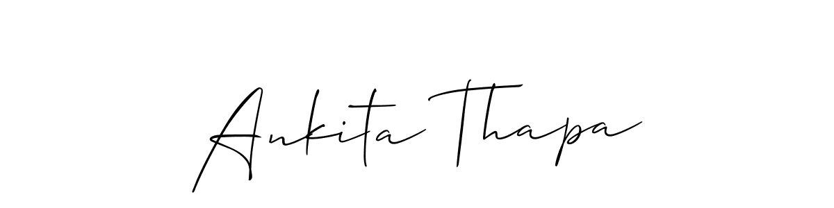 Allison_Script is a professional signature style that is perfect for those who want to add a touch of class to their signature. It is also a great choice for those who want to make their signature more unique. Get Ankita Thapa name to fancy signature for free. Ankita Thapa signature style 2 images and pictures png