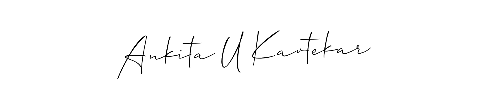 It looks lik you need a new signature style for name Ankita U Kavtekar. Design unique handwritten (Allison_Script) signature with our free signature maker in just a few clicks. Ankita U Kavtekar signature style 2 images and pictures png