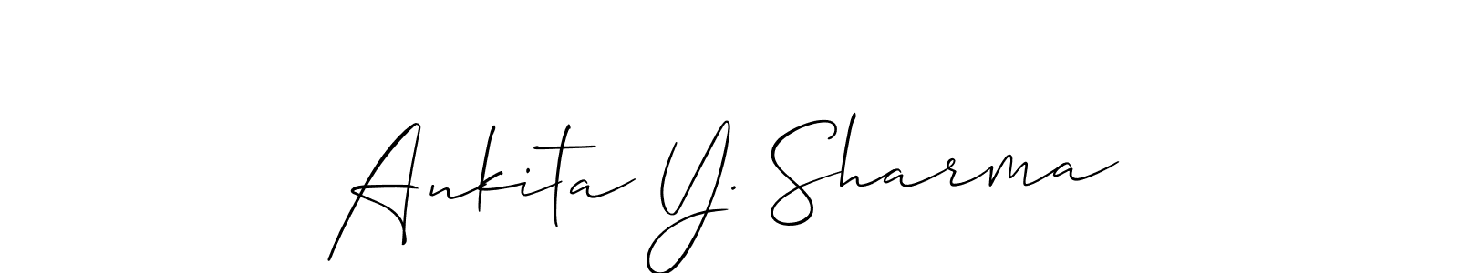 You should practise on your own different ways (Allison_Script) to write your name (Ankita Y. Sharma) in signature. don't let someone else do it for you. Ankita Y. Sharma signature style 2 images and pictures png