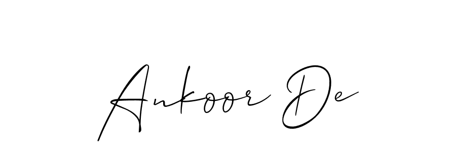 You should practise on your own different ways (Allison_Script) to write your name (Ankoor De) in signature. don't let someone else do it for you. Ankoor De signature style 2 images and pictures png