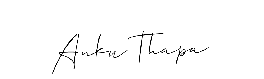 The best way (Allison_Script) to make a short signature is to pick only two or three words in your name. The name Anku Thapa include a total of six letters. For converting this name. Anku Thapa signature style 2 images and pictures png