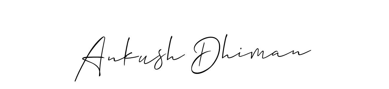 How to make Ankush Dhiman name signature. Use Allison_Script style for creating short signs online. This is the latest handwritten sign. Ankush Dhiman signature style 2 images and pictures png