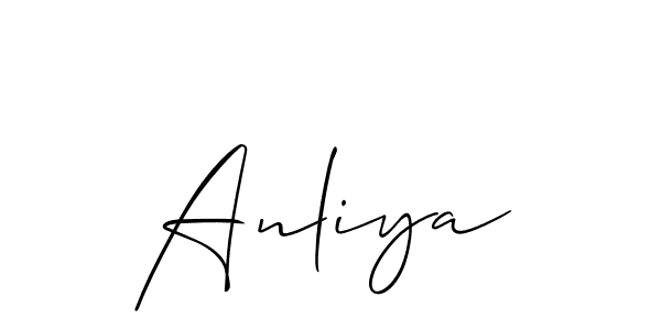 How to make Anliya name signature. Use Allison_Script style for creating short signs online. This is the latest handwritten sign. Anliya signature style 2 images and pictures png