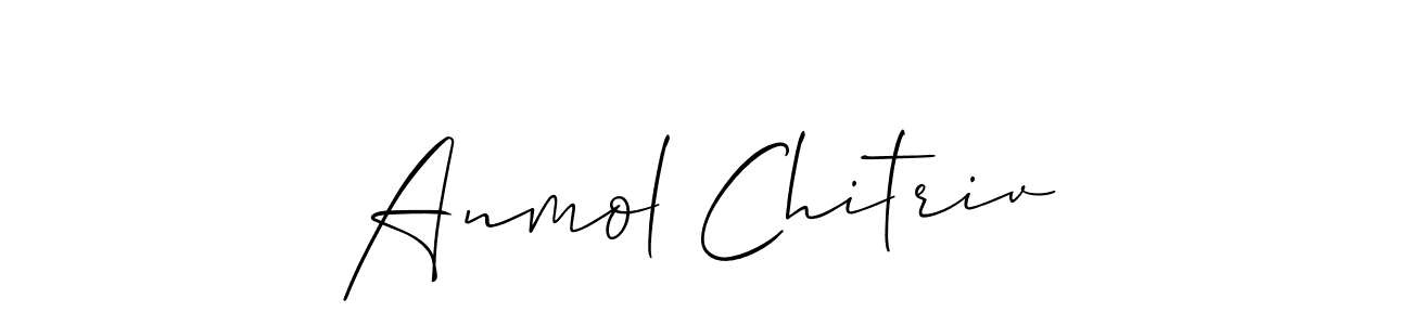 Similarly Allison_Script is the best handwritten signature design. Signature creator online .You can use it as an online autograph creator for name Anmol Chitriv. Anmol Chitriv signature style 2 images and pictures png