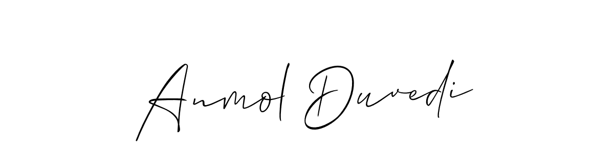 Allison_Script is a professional signature style that is perfect for those who want to add a touch of class to their signature. It is also a great choice for those who want to make their signature more unique. Get Anmol Duvedi name to fancy signature for free. Anmol Duvedi signature style 2 images and pictures png