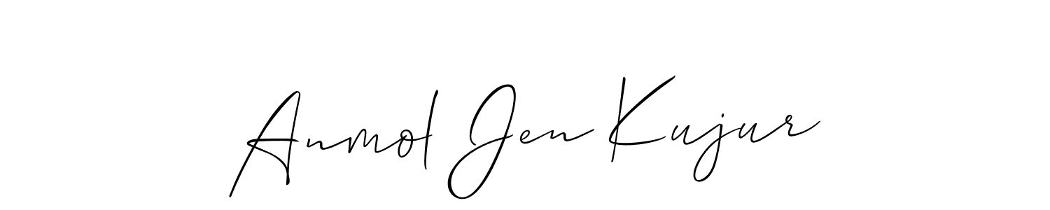 Similarly Allison_Script is the best handwritten signature design. Signature creator online .You can use it as an online autograph creator for name Anmol Jen Kujur. Anmol Jen Kujur signature style 2 images and pictures png